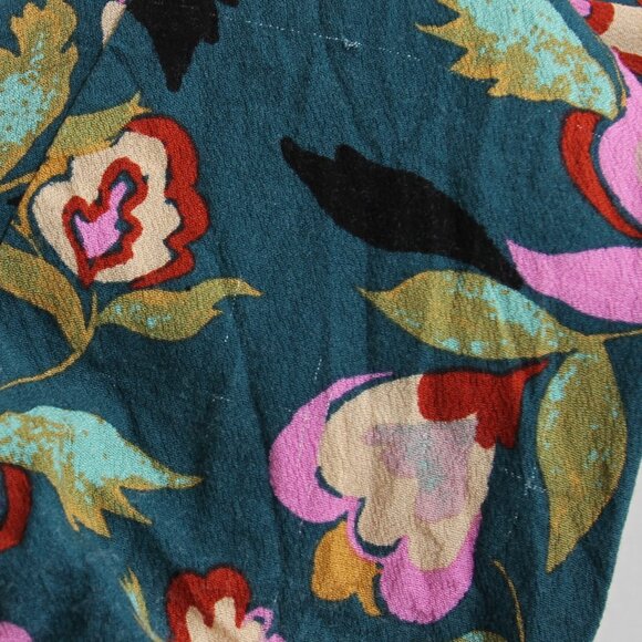 Free People Coco One Piece Jumpsuit Wide Leg Cross Open Back Floral Green Size 6 - Picture 8 of 16